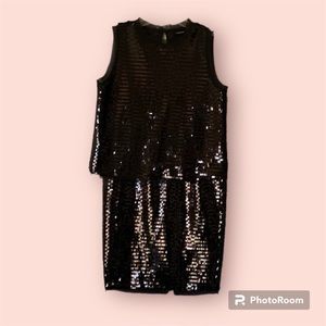 Who What Wear Sequin Black Two Piece Dress